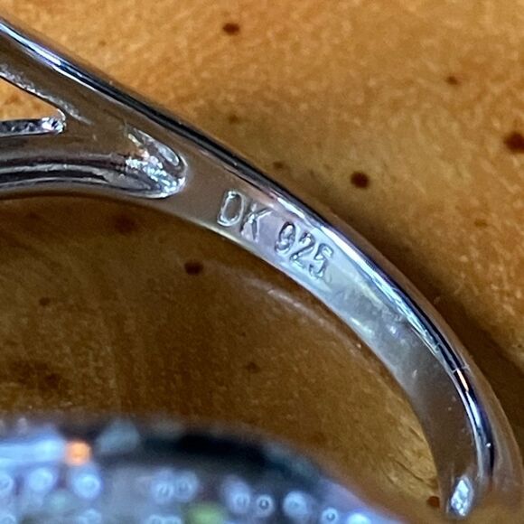 Natural Peridot White Diamond Sterling Silver Ring Size 6 - Picture 6 of 9